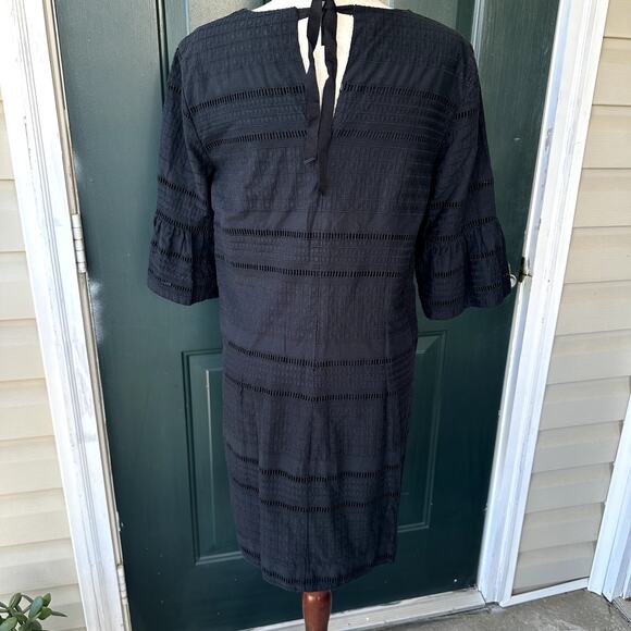 J. Crew Flutter Sleeve Shift Dress Sz 8 100% Cotton G1269 Black Event Whimsigoth - Picture 6 of 9